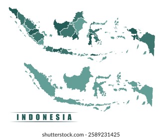 Indonesia simple flat political map with states border
