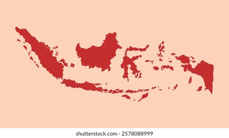 Indonesia simple flat red map