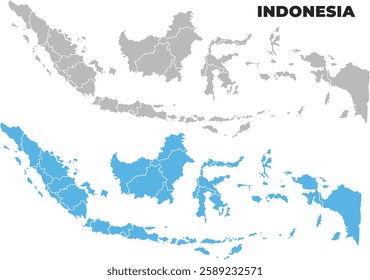 Indonesia simple maps flat illustration