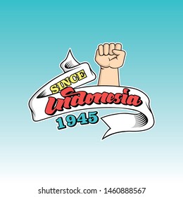 indonesia since 1945. typography. vector - illustration