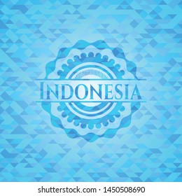 Indonesia sky blue emblem with triangle mosaic background
