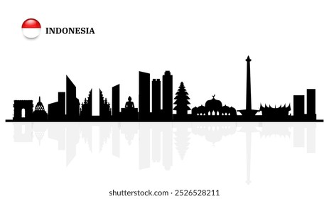 indonesia skyline, indonesia cityscape, indonesia skyscraper buildings vector silhouette. vector illustrator