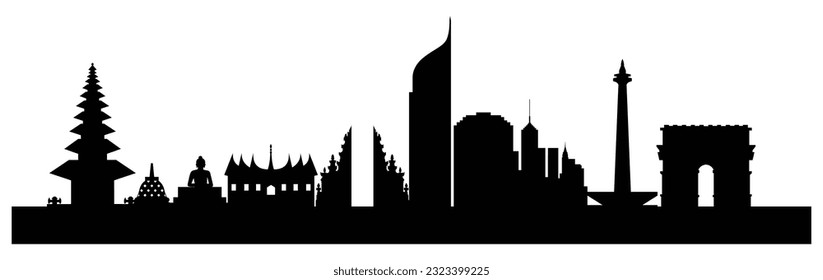 Indonesia skyline silhouette, Vector Illustration