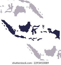 Indonesia - silueta gris liso mapa del área del país. Simple ilustración vectorial plana.