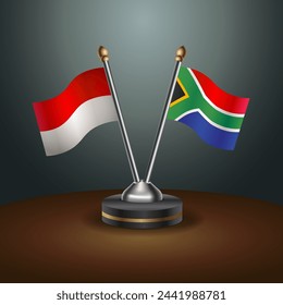 Indonesia and South Africa table flags relation with gradient backgrund. Vector Illustration