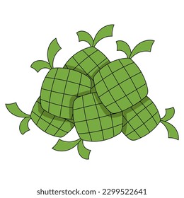 Comida especial de Indonesia para Eid se llama ketupat, arte de ilustración de diseño vectorial