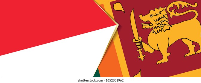Indonesien und Sri Lanka Flaggen, zwei Vektorillustrationen Flaggen Symbol für Beziehung oder Konfrontation.