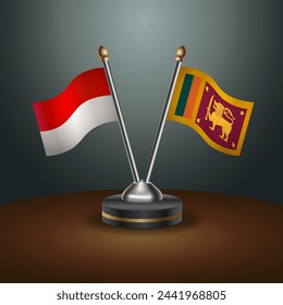 Indonesia and Sri Lanka table flags relation with gradient backgrund. Vector Illustration