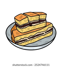 Ilustración de comida callejera de Indonesia coloreada - Martabak Manis