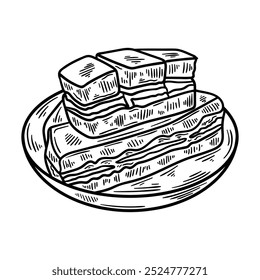 Ilustración de comida callejera incolora de Indonesia - Martabak Manis