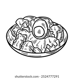 Ilustración de comida callejera incolora de Indonesia - Siomay