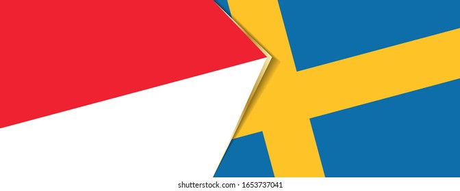Indonesia and Sweden flags, two vector flags symbol of relationship or confrontation.