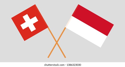 Indonesia and Switzerland. The Indonesian and Swiss flags. Official colors. Correct proportion. Vector illustration
