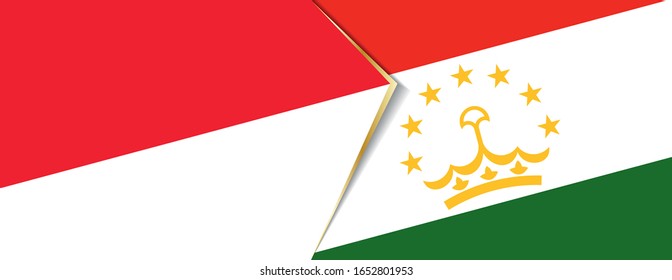 Indonesia and Tajikistan flags, two vector flags symbol of relationship or confrontation.