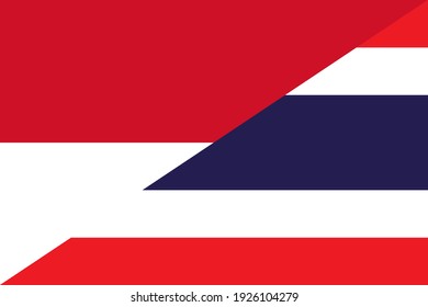 indonesia and thailand flags. vector background. proportion 2:3