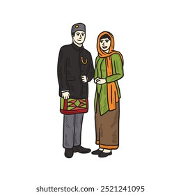 Indonesia Ilustración de ropa tradicional coloreada - Betawi