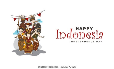 Reunión de ilustraciones vectoriales de danzas tradicionales de Indonesia para el evento de fondo del día de la independencia