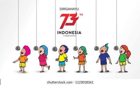 Indonesia traditional games during independence day, Crack feeding competition each other. celebration of freedom