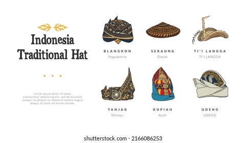 indonesia traditional hat isolated hand drawn illustration indonesia culture design inspiration