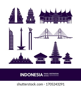 Indonesia travel destination grand vector illustration. 