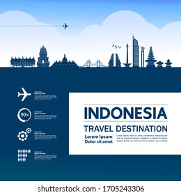 Indonesia travel destination grand vector illustration. 