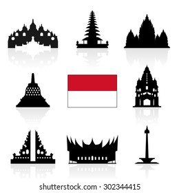 Indonesia Travel Icons. Vector and Illustration