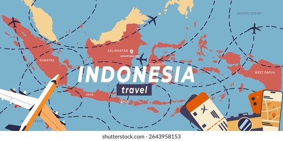 Indonesia travel and tourism background maps