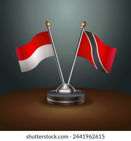 Indonesia and Trinidad and Tobago table flags relation with gradient backgrund. Vector Illustration