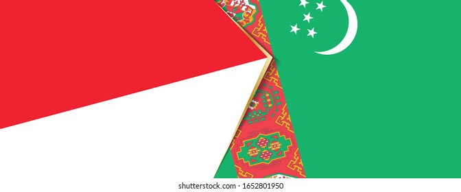 Indonesia and Turkmenistan flags, two vector flags symbol of relationship or confrontation.