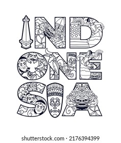 Indonesia Type doodle font line art