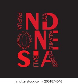 Indonesia typography design, print, vector illustration