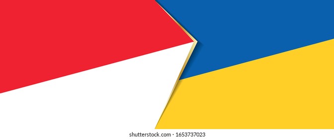 Indonesia and Ukraine flags, two vector flags symbol of relationship or confrontation.