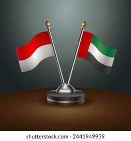 Indonesia and United Arab Emirates
 table flags relation with gradient backgrund. Vector Illustration