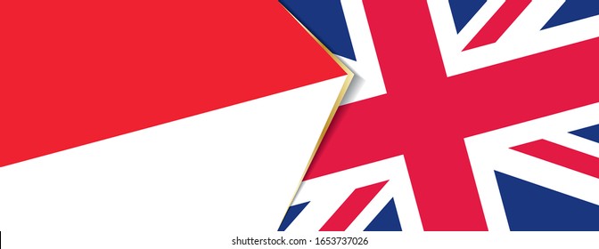 Indonesia and United Kingdom flags, two vector flags symbol of relationship or confrontation.