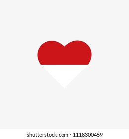 Indonesia Vector Flag Inside heart shape graphic element Illustration template design
