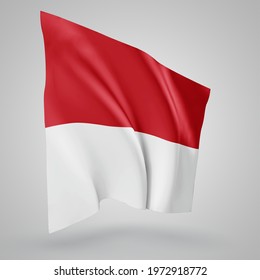 Indonesia, vector flag with waves and bends waving in the wind on a white background.