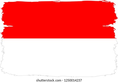 Indonesia vector grunge brush stroke with  national flag and contour map. 