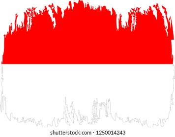 Indonesia vector grunge brush stroke with  national flag and contour map. 