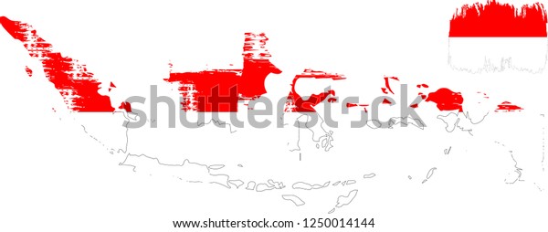 Indonesia Vector Grunge Brush Stroke National Stock Vector (Royalty ...