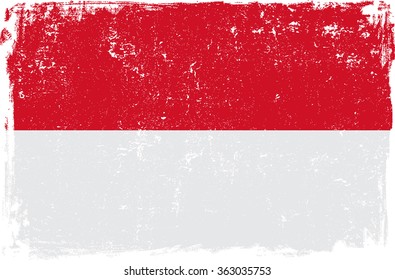 Indonesia vector grunge flag isolated on white background.
