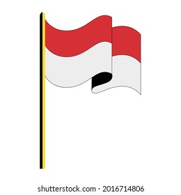 Indonesia. Ilustración vectorial de una bandera roja y blanca. Día de la Independencia. Aislado en un fondo en blanco, editable y cambiable.