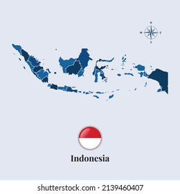 Indonesia vector map and flag, Flag map of Indonesia, vector