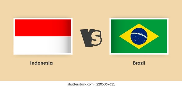 Banderas de Indonesia contra Brasil colocadas una al lado de la otra. Banderas nacionales creativas y elegantes de Indonesia contra Brasil con antecedentes