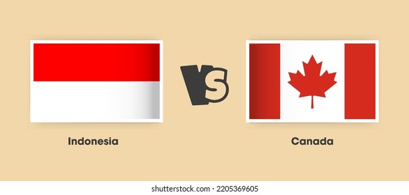 Banderas de Indonesia y Canadá colocadas una al lado de la otra. Banderas nacionales creativas y elegantes de Indonesia contra Canadá con antecedentes