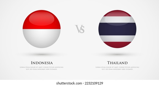 Indonesia vs Thailand country flags template. The concept for game, competition, relations, friendship, cooperation, versus.