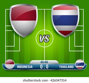 Indonesia vs Thailand Soccer Match : Vector Illustration