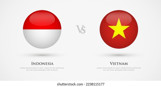 Indonesia vs Vietnam country flags template. The concept for game, competition, relations, friendship, cooperation, versus.