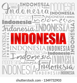Indonesia wallpaper word cloud, travel concept background