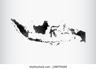 Indonesia watercolor map vector illustration of black color on light background using paint brush in paper page