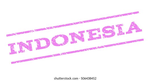 Indonesia watermark stamp. Text caption between parallel lines with grunge design style. Rubber seal stamp with unclean texture. Vector violet color ink imprint on a white background.
